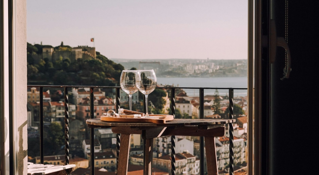 Lisbon view - Glass of Wine